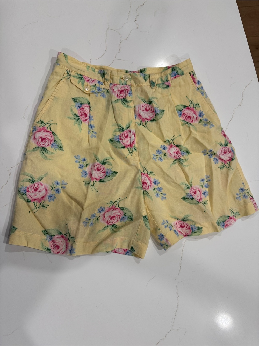 Ralph Lauren Yellow Floral High-Rise Women's Shorts